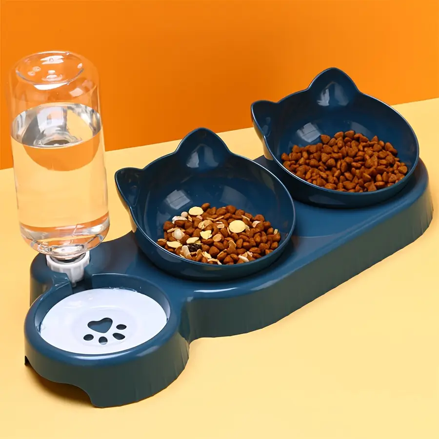 Elevated Tilted Cat Bowl Set
