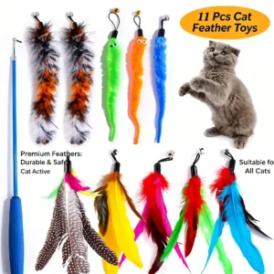 Teaser Wand Set with 11 Interchangeable Refills