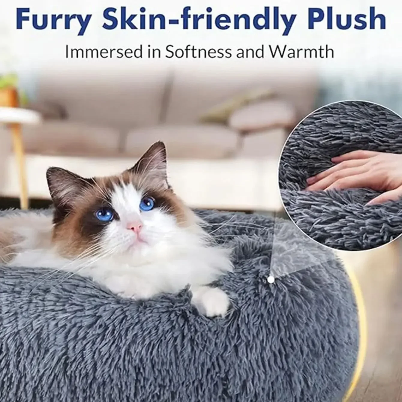 Calming Donut Cat Bed — view 3
