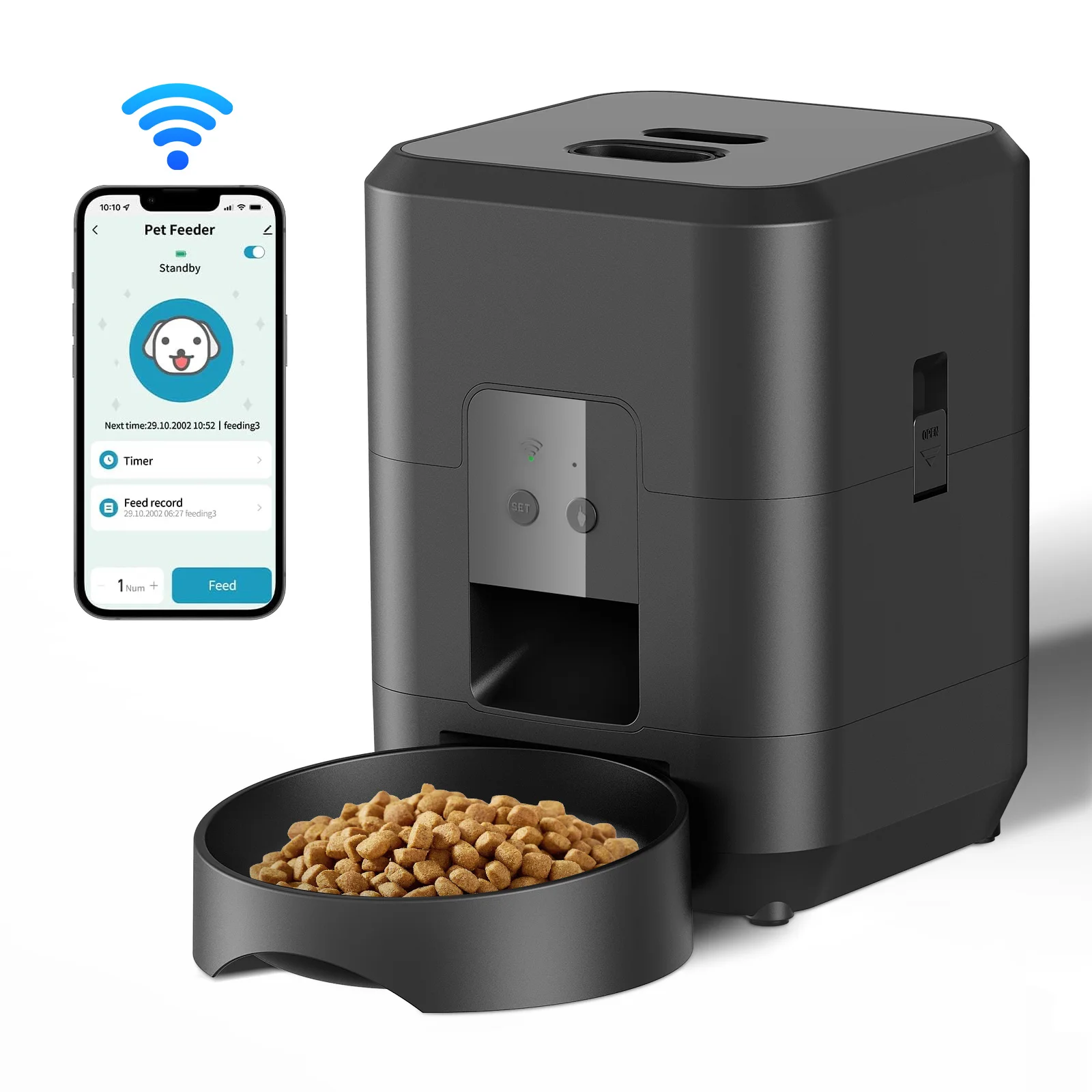 Elevated cat water bowl set encourages cats to drink more water throughout the day