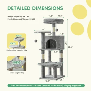 Compact 3-Level Cat Tree
